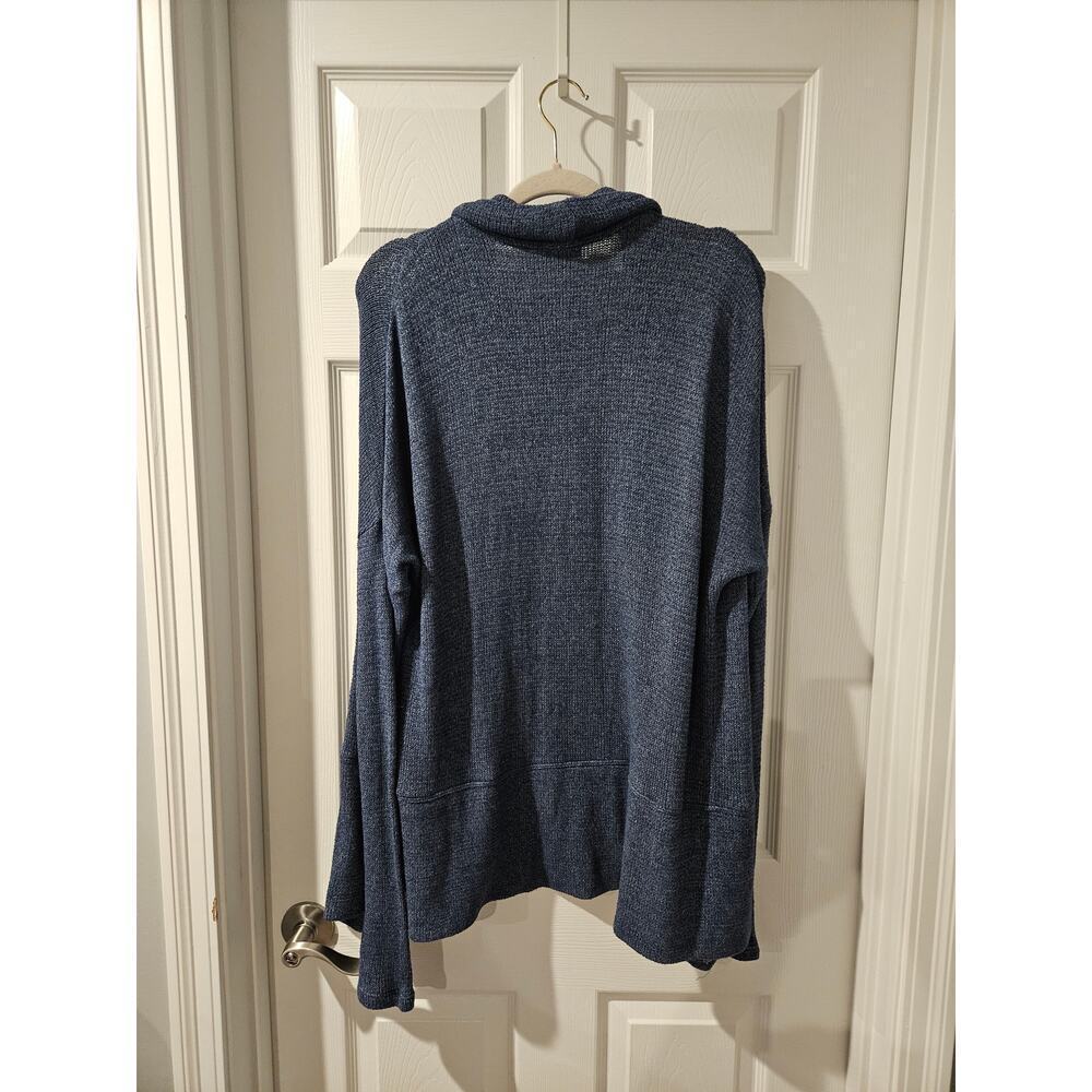 Anthropologie The Odells Blue Linen blend loose weave waterfall cardigan small - Picture 7 of 7